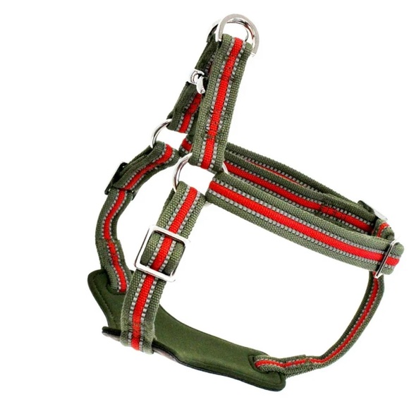 Dog Harness Step-in M 20-50 Lb, Olive, REFLECTIVE + Matching Leash! Vibrant Life - Picture 7 of 14